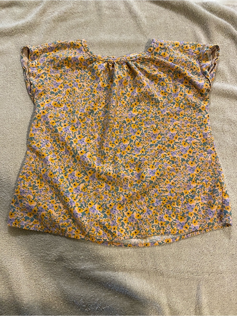Cat & Jack Yellow Floral Short-Sleeve Blouse